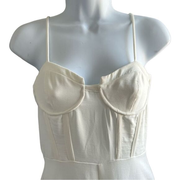ZARA Women's White Bustier Top Stretch Spaghetti Strap Wide Leg Jumpsuit Size S - Picture 2 of 9